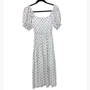 Seven Wonders white smocked milk maid puff sleeve floral dress
